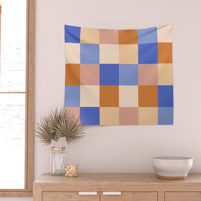 Bold Retro Checks Pattern - Large XXIX Wall Tapestry Gallery Image 2