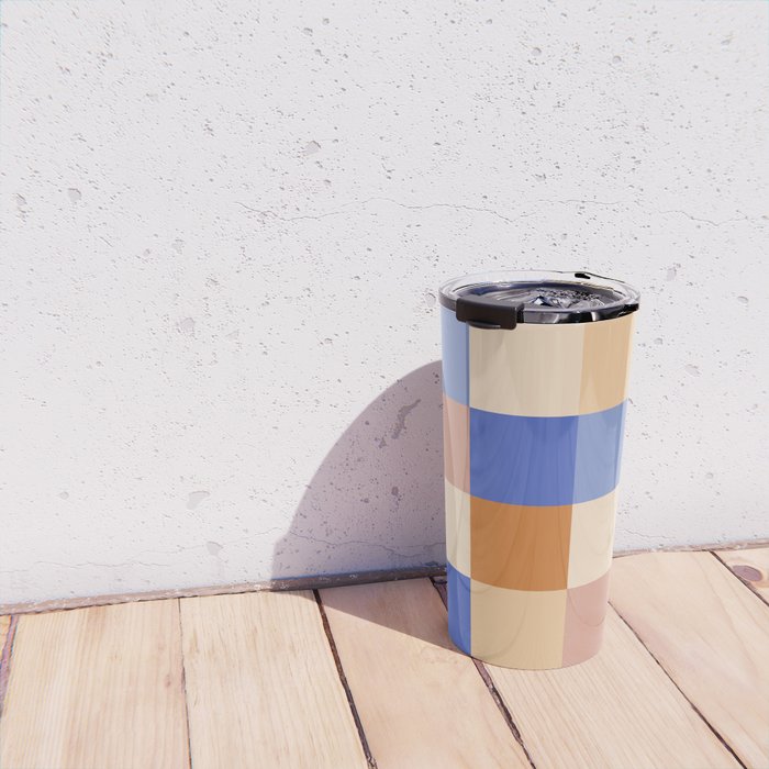 Bold Retro Checks Pattern - Large XXIX Travel Mug Gallery Image 4