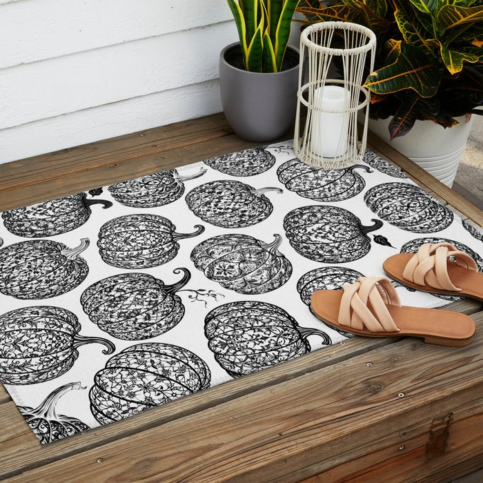 Lace Pumpkin Halloween Pattern Needle Bobbin Crochet Thread Outdoor Rug Gallery Image 2