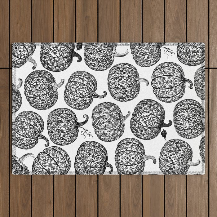 Lace Pumpkin Halloween Pattern Needle Bobbin Crochet Thread Outdoor Rug Gallery Image 1