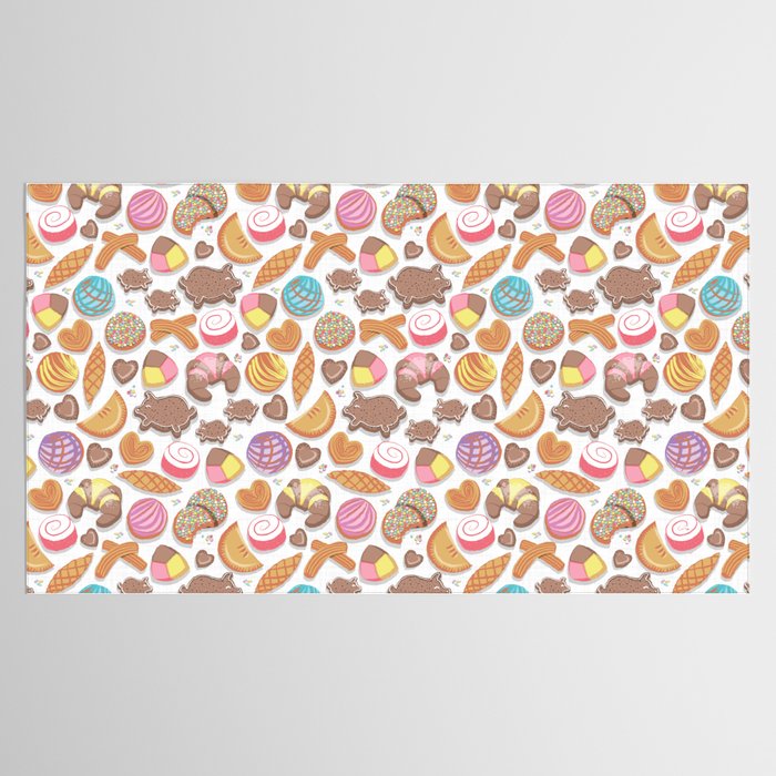 Mexican Sweet Bakery Frenzy // white background // pastel colors pan dulce Tablecloth Gallery Image 2