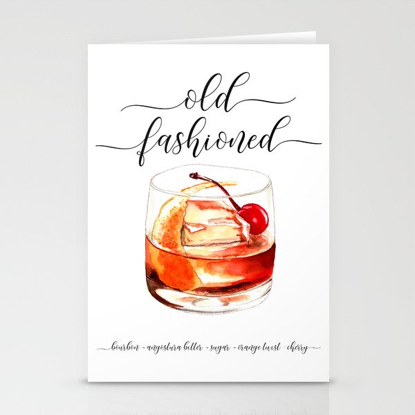 Cocktail Recipe. Old Fashioned. Stationery Card Gallery Image 1