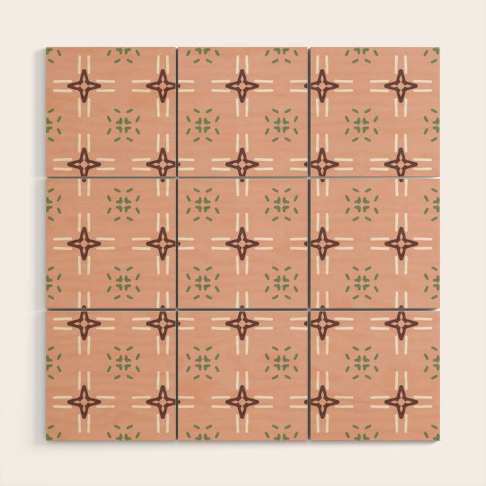 Crossroads Geometric Peach Multi Wood Wall Art Gallery Image 1