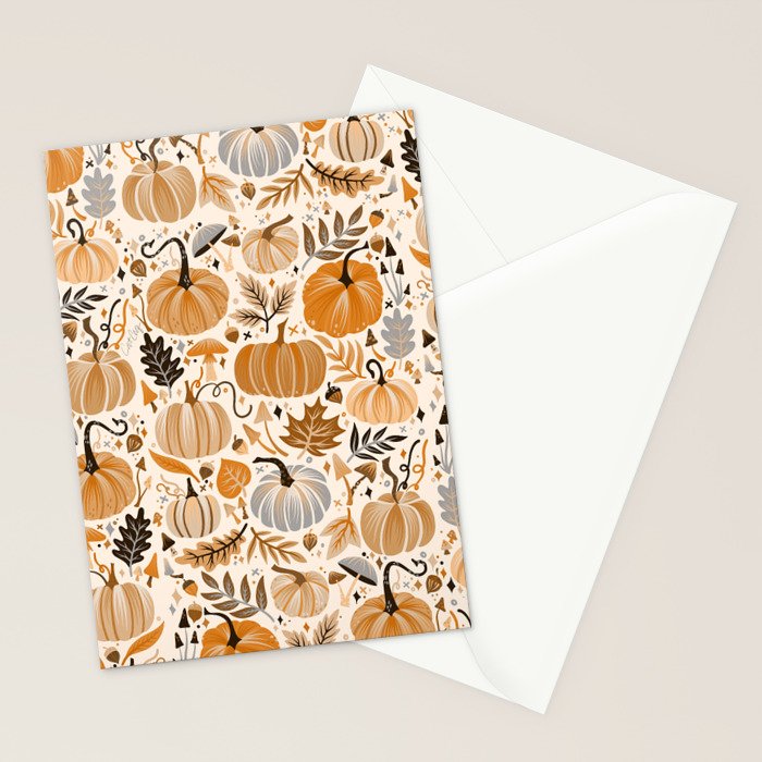 Pumpkin Confetti - Orange on Cream Stationery Card Gallery Image 2