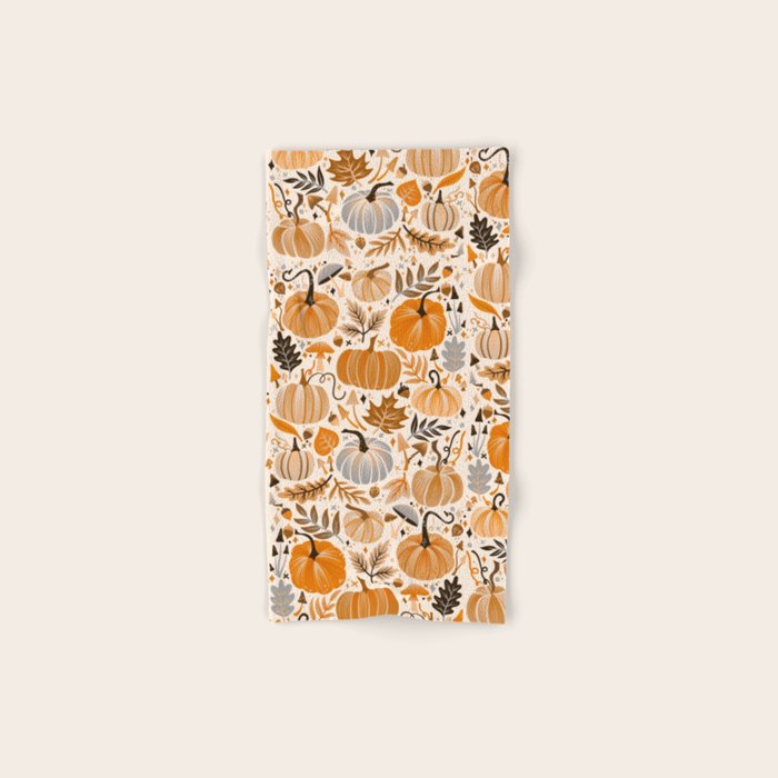 Pumpkin Confetti - Orange on Cream Bath Towel Gallery Image 1