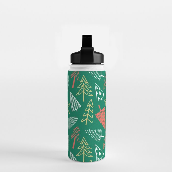 Christmas pine tree doodle pattern Water Bottle Gallery Image 2