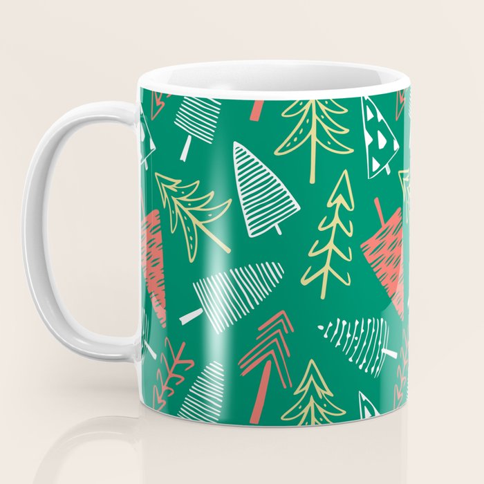Christmas pine tree doodle pattern Coffee Mug Gallery Image 3