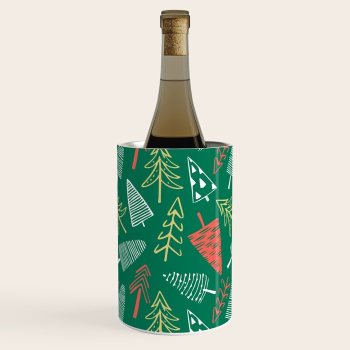 Christmas pine tree doodle pattern Wine Chiller Gallery Image 3