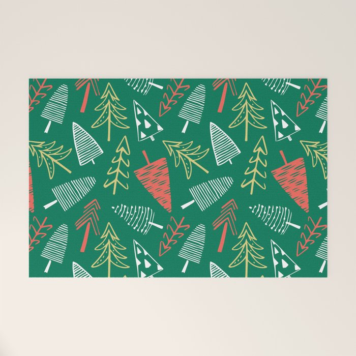 Christmas pine tree doodle pattern Welcome Mat Gallery Image 1