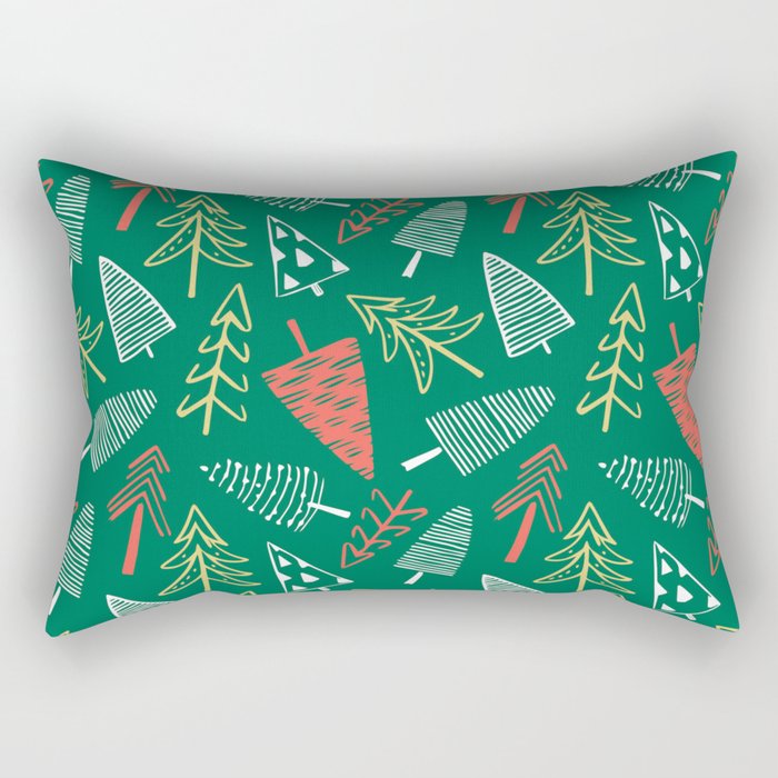 Christmas pine tree doodle pattern Rectangular Pillow Gallery Image 1