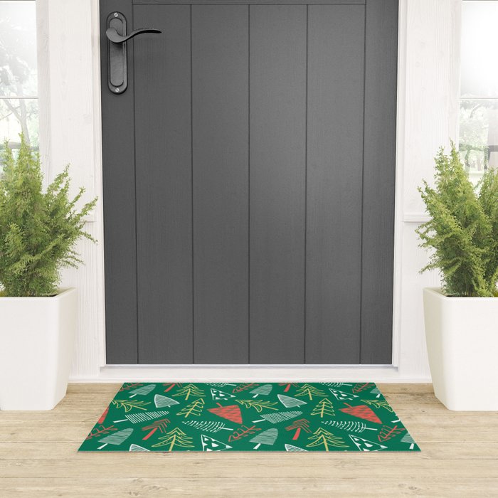 Christmas pine tree doodle pattern Welcome Mat Gallery Image 3