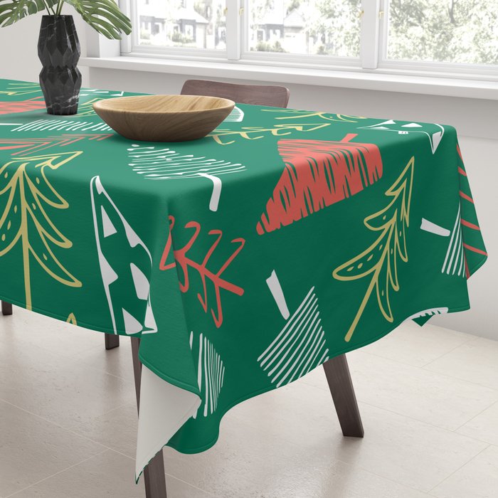 Christmas pine tree doodle pattern Tablecloth Gallery Image 3