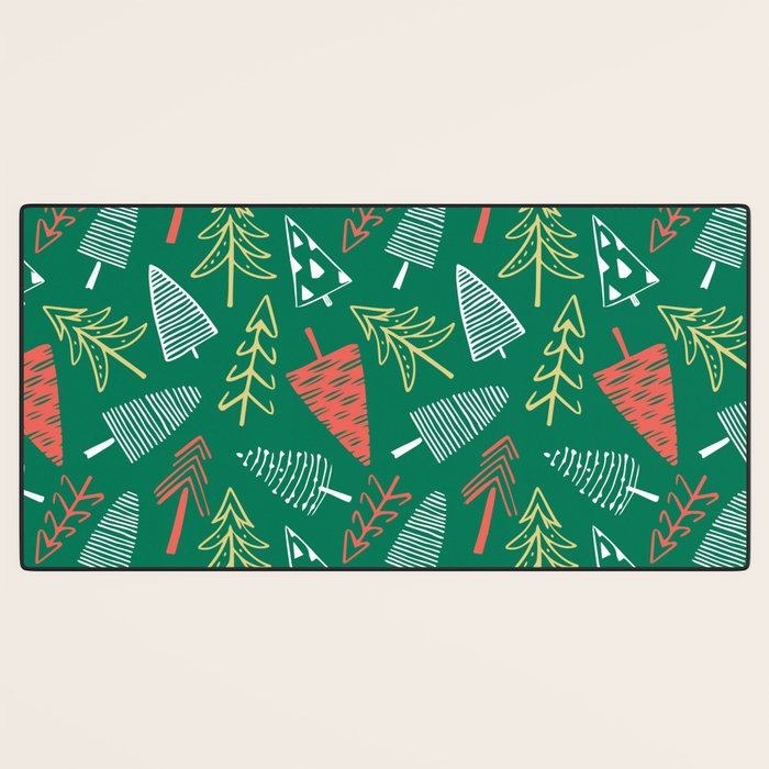 Christmas pine tree doodle pattern Desk Mat Gallery Image 3
