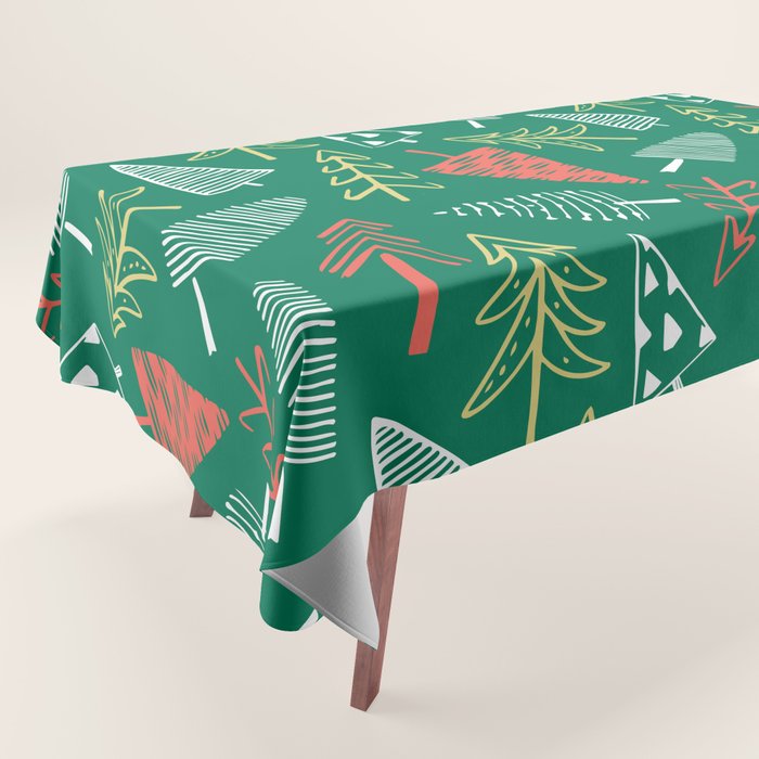 Christmas pine tree doodle pattern Tablecloth Gallery Image 1