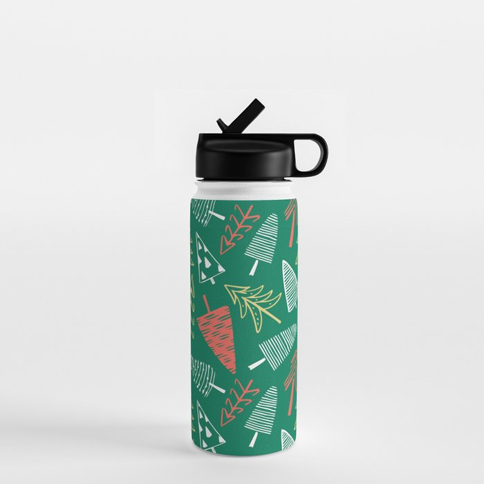 Christmas pine tree doodle pattern Water Bottle Gallery Image 1