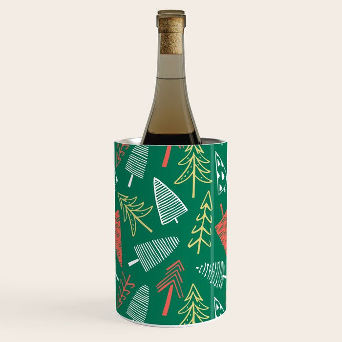 Christmas pine tree doodle pattern Wine Chiller Gallery Image 2