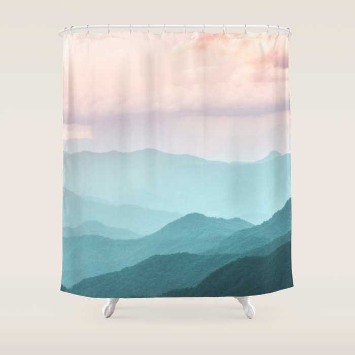 Smoky Mountain National Park Sunset Layers II - Nature Photography Shower Curtain Gallery Image 1