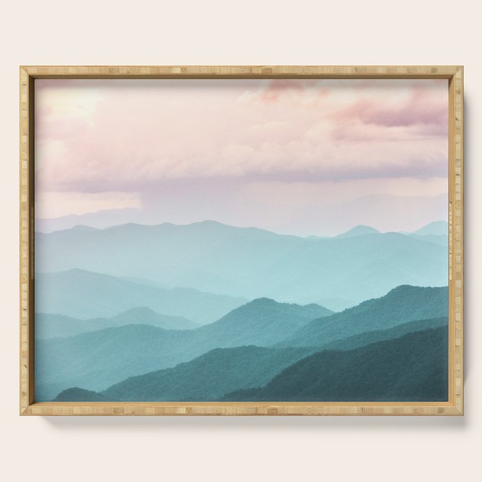 Smoky Mountain National Park Sunset Layers II - Nature Photography Serving Tray Gallery Image 1