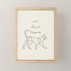 Un Deux Trois Cat / Minimalist Line Drawing Mini Art Print Gallery Image 1