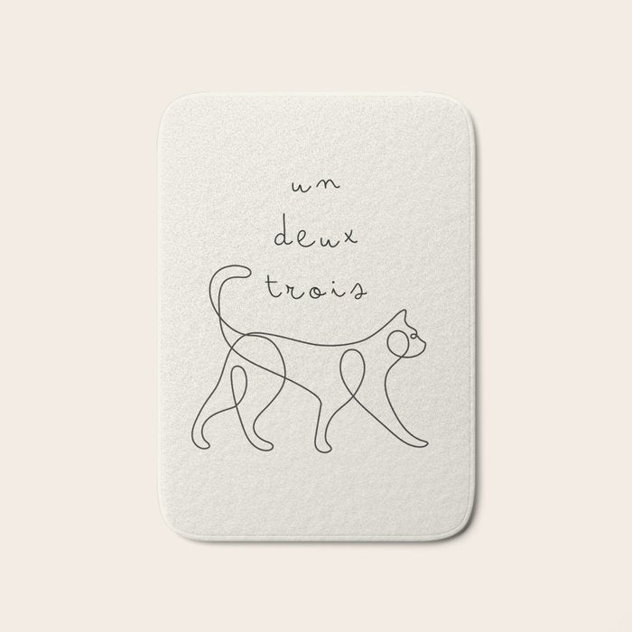 Un Deux Trois Cat / Minimalist Line Drawing Bath Mat Gallery Image 1