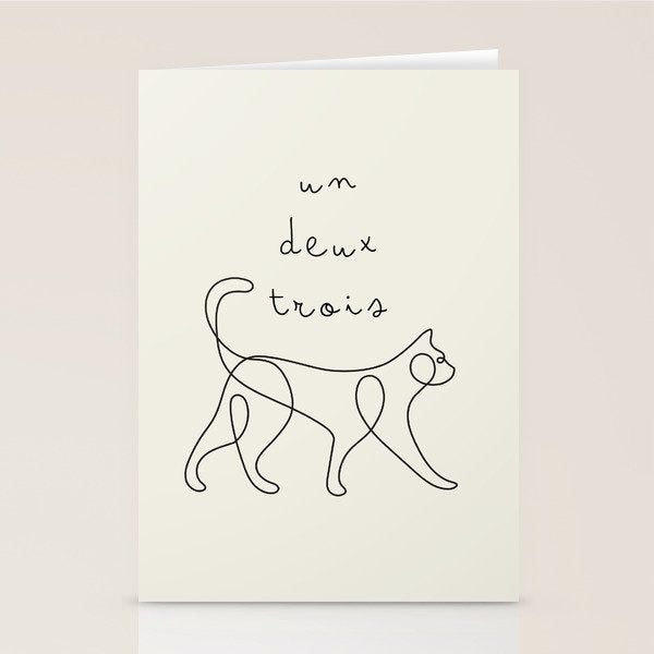 Un Deux Trois Cat / Minimalist Line Drawing Stationery Card Gallery Image 1
