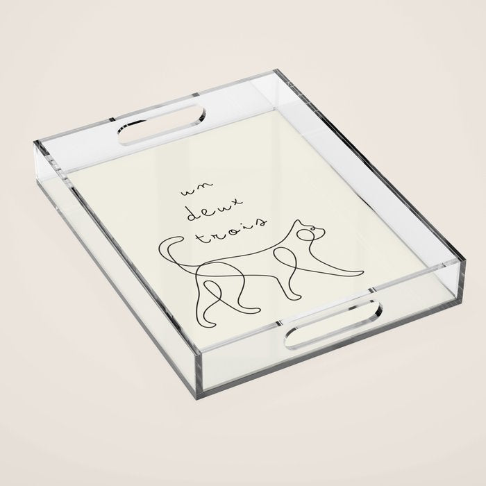 Un Deux Trois Cat / Minimalist Line Drawing Acrylic Tray Gallery Image 1