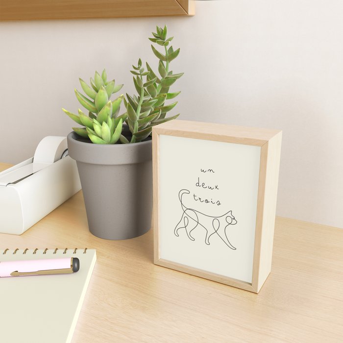 Un Deux Trois Cat / Minimalist Line Drawing Mini Art Print Gallery Image 2