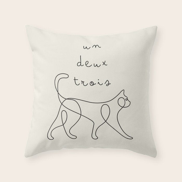 Un Deux Trois Cat / Minimalist Line Drawing Throw Pillow Gallery Image 6