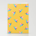 Hummingbirds on Yellow Pattern Stationery Card Gallery Image 2