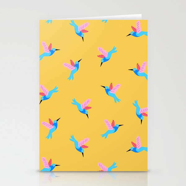 Hummingbirds on Yellow Pattern Stationery Card Gallery Image 2