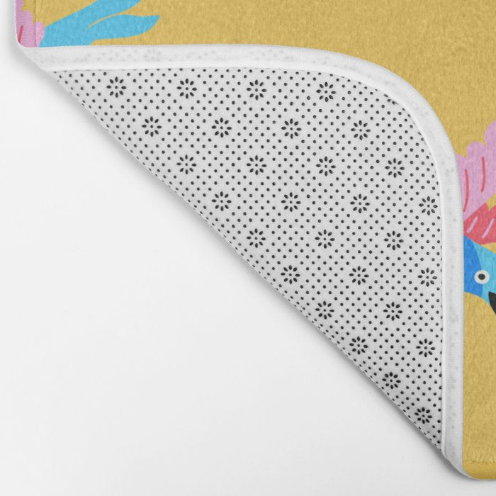 Hummingbirds on Yellow Pattern Bath Mat Gallery Image 2