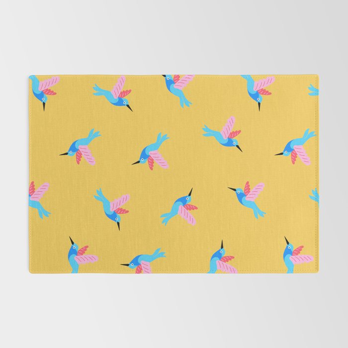 Hummingbirds on Yellow Pattern Rug Gallery Image 2