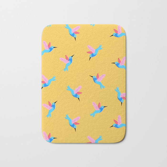 Hummingbirds on Yellow Pattern Bath Mat Gallery Image 1