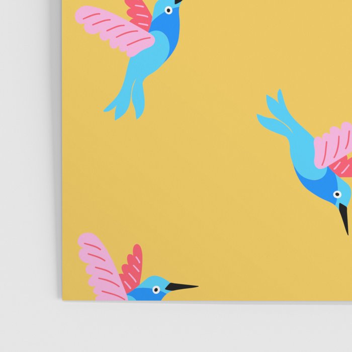 Hummingbirds on Yellow Pattern Poster Gallery Image 3