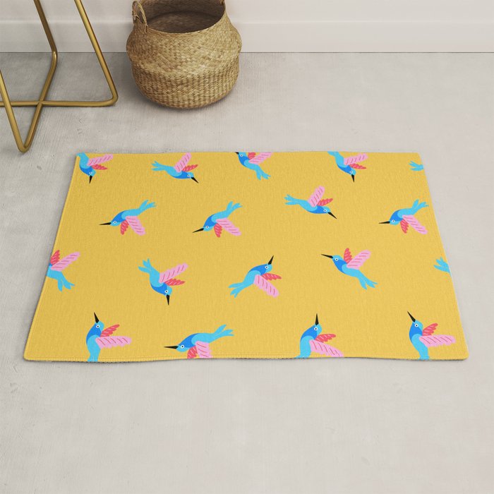 Hummingbirds on Yellow Pattern Rug Gallery Image 1