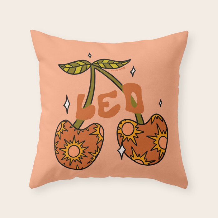 Leo Cherries Throw Pillow Gallery Image 6