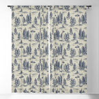 Alien Abduction Toile De Jouy Pattern in Blue Window Curtain Gallery Image 5