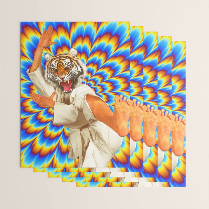 Fighting Tiger - Optical illusion  Wrapping Paper Gallery Image 3