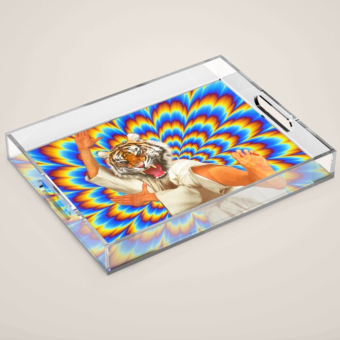 Fighting Tiger - Optical illusion  Acrylic Tray Gallery Image 1
