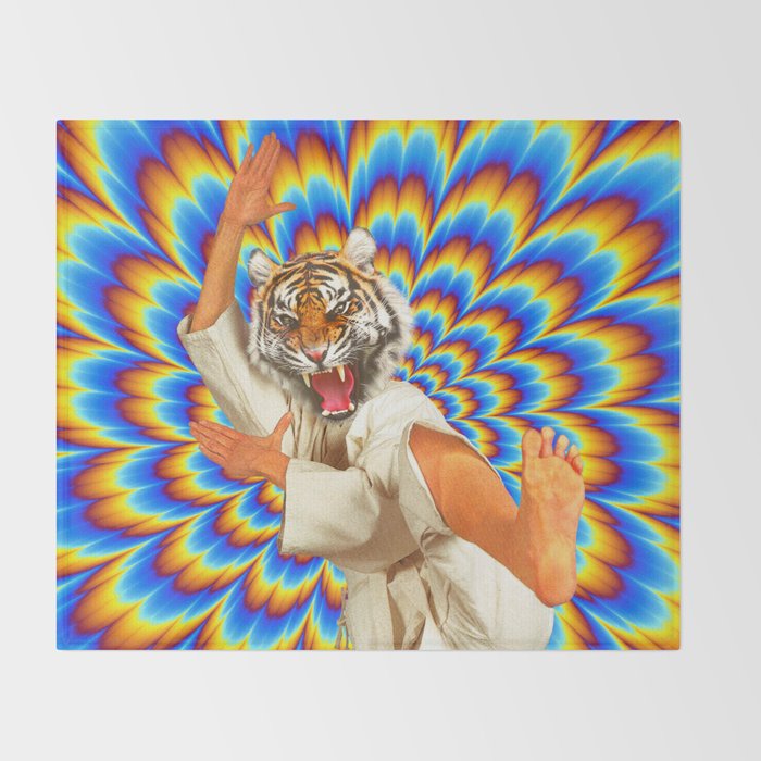 Fighting Tiger - Optical illusion  Throw Blanket Gallery Image 2