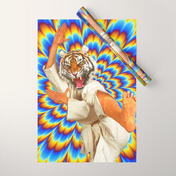 Fighting Tiger - Optical illusion  Wrapping Paper Gallery Image 1