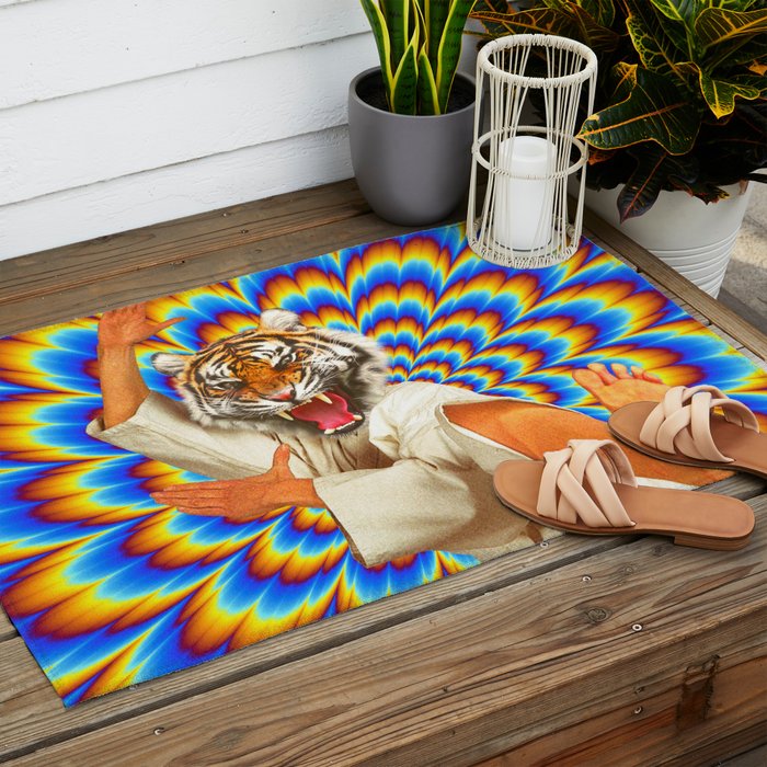Fighting Tiger - Optical illusion  Outdoor Rug Gallery Image 2