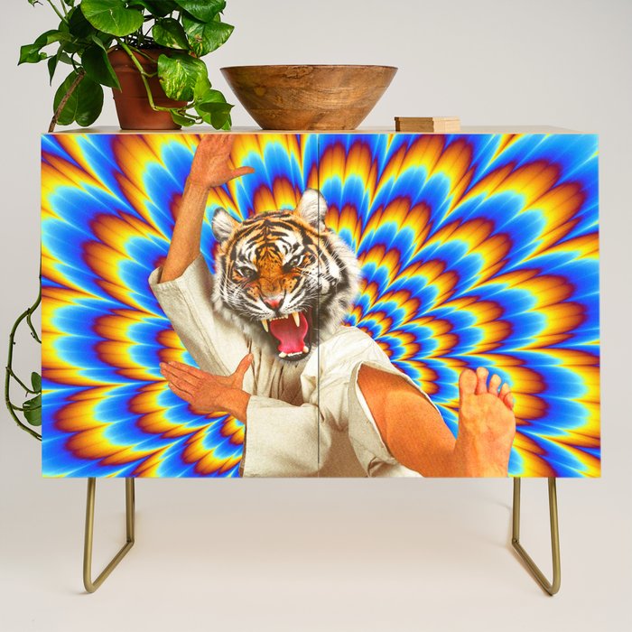 Fighting Tiger - Optical illusion  Credenza Gallery Image 1