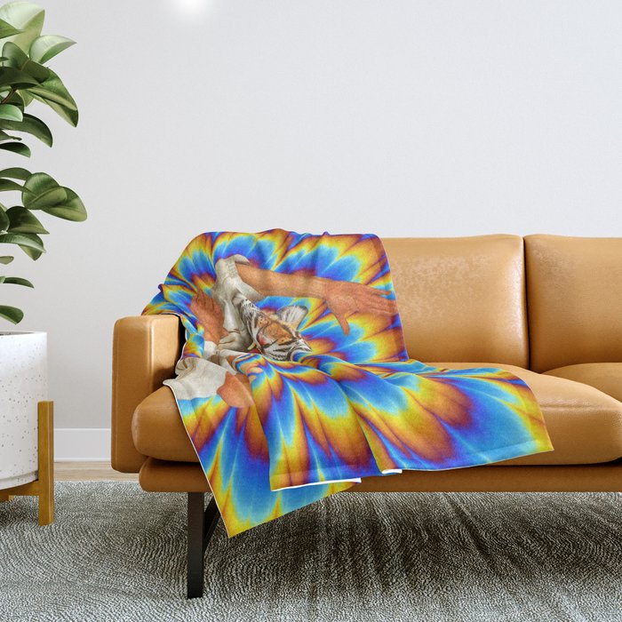 Fighting Tiger - Optical illusion  Throw Blanket Gallery Image 1