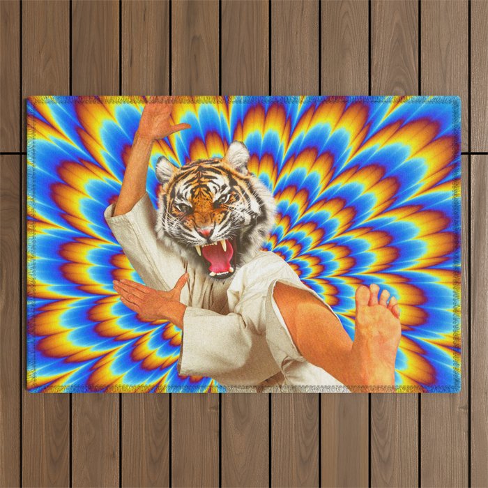 Fighting Tiger - Optical illusion  Outdoor Rug Gallery Image 1