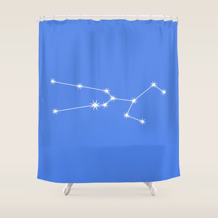 Taurus Zodiac Star Constellation Line Art Bright Blue Shower Curtain Gallery Image 1