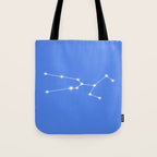 Taurus Zodiac Star Constellation Line Art Bright Blue Tote Bag Gallery Image 1