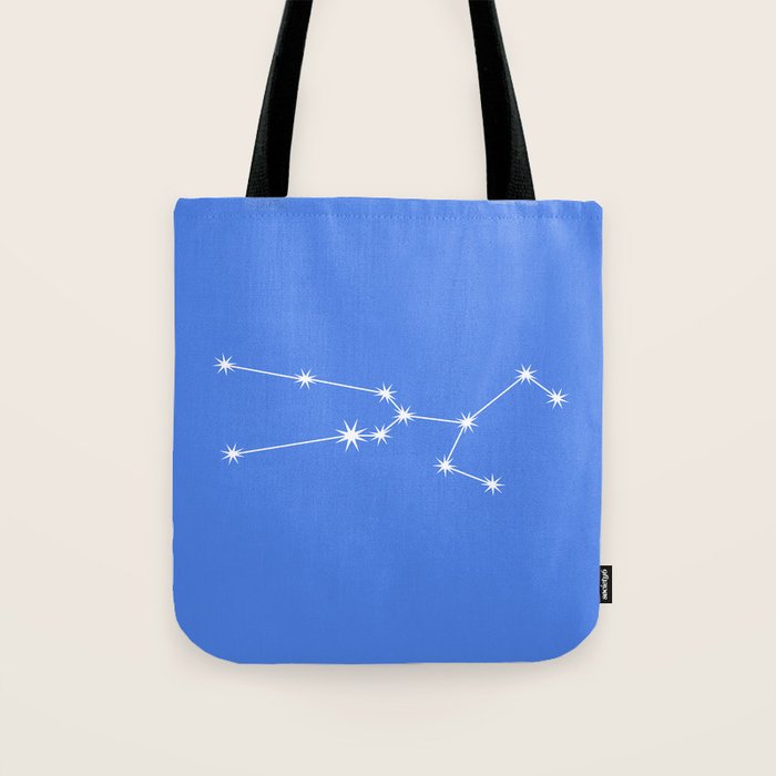 Taurus Zodiac Star Constellation Line Art Bright Blue Tote Bag Gallery Image 1