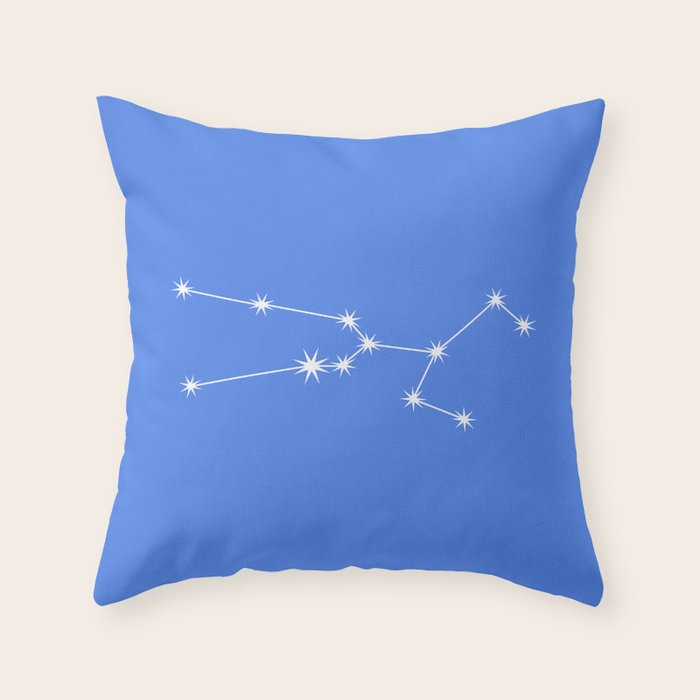 Taurus Zodiac Star Constellation Line Art Bright Blue Throw Pillow Gallery Image 6
