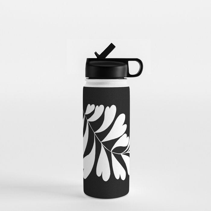 Love Palm Branch In Black  Water Bottle Gallery Image 1